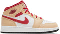 2022 Air Jordan 1 Mid GS 'Light Curry Cardinal Red'