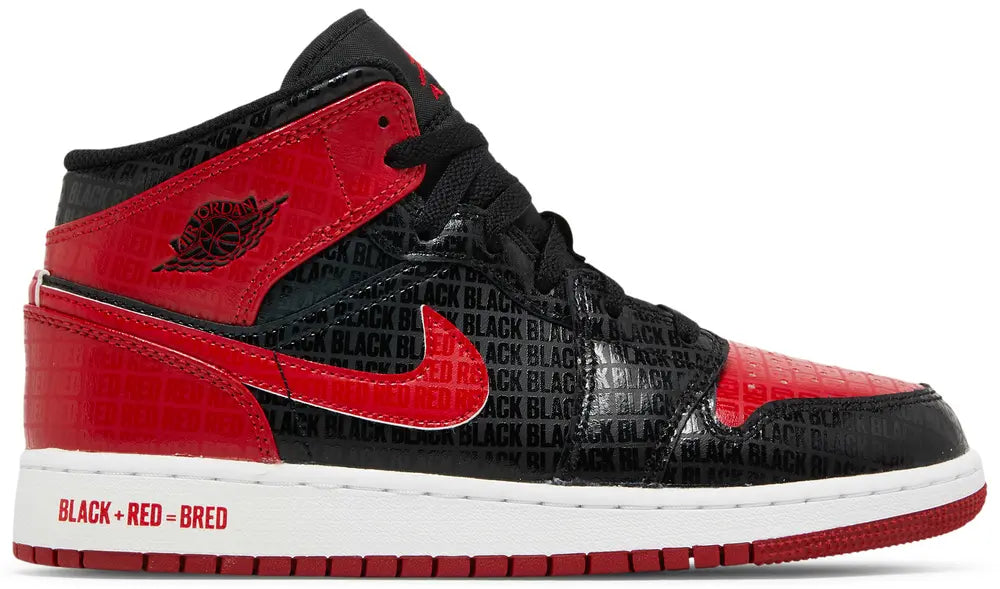 2022 Air Jordan 1 Mid SS GS 'Black + Red = Bred