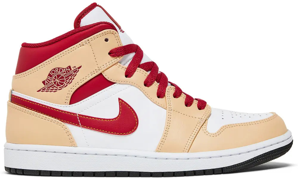 2022 Air Jordan 1 Mid 'Light Curry Cardinal Red'
