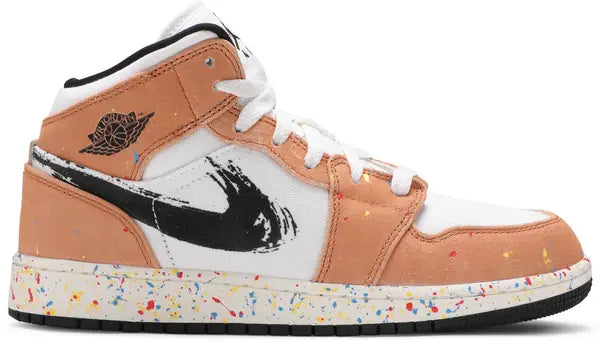 Air Jordan 1 Mid SE GS 'Brushstroke Paint Splatter'