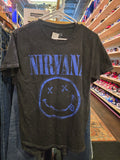 Nirvana Blue Smiley Distressed Tshirt
